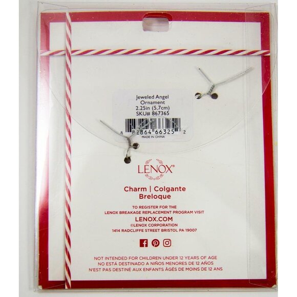 Lenox Jeweled Angel Ornament Silvertone Metal 2.25" NEW - Picture 3 of 3
